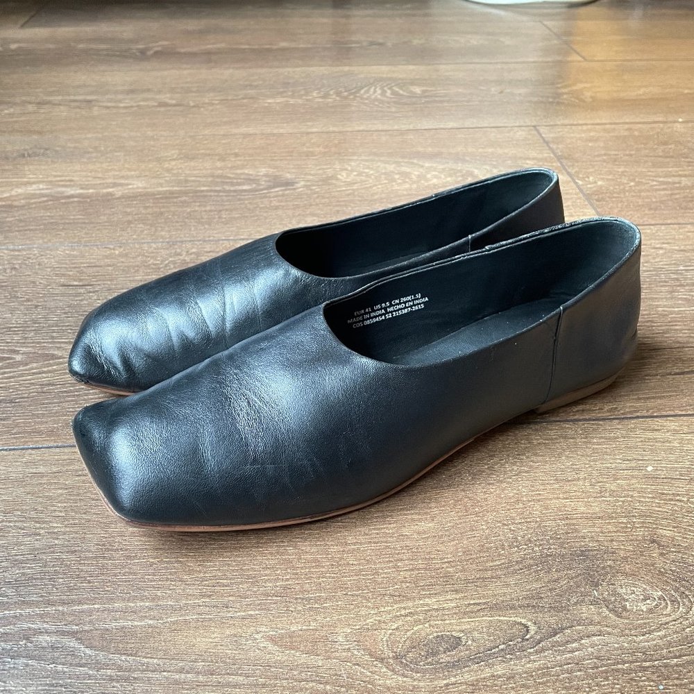 Cos black square toe ballerina flats, size 41
